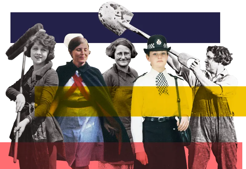 Women in various working roles throughout history
