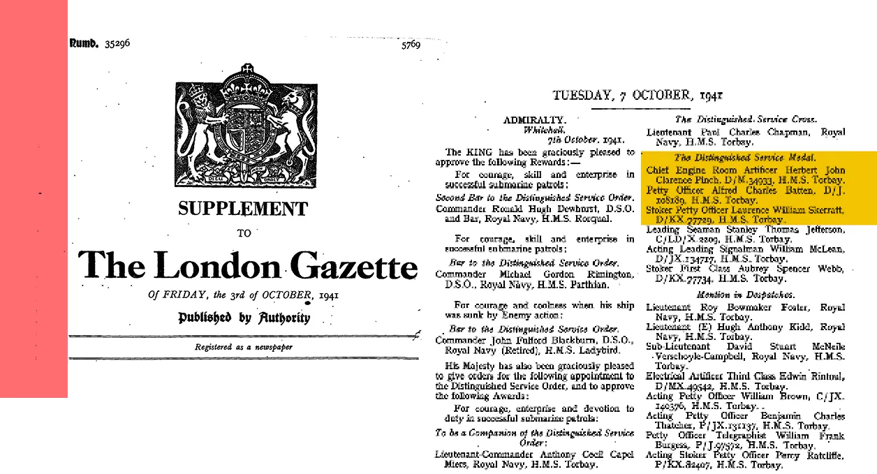 Newspaper clippings about HMS Torbay in action