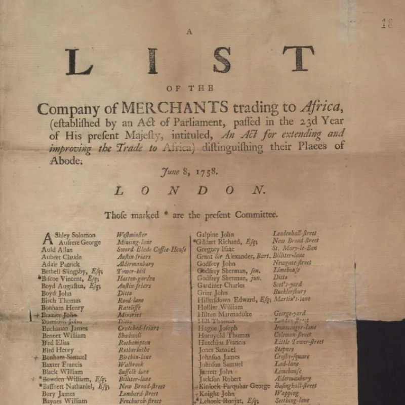 Extract from a record related to the Royal African Company
